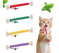 BFQZ 4 Pcs Cat Teeth Cleaning Kitten Teething cat nip Chewing Toy Rope,Filled Natural Catnip Stress Release Cotton Rope Toy,Catnip Toy Bite Rope for Teeth Cleaning,Indoor Cats,Cats Kitty（4 Color）