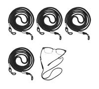 BFQZ 4 PCS Eyeglasses Straps Chain, Nylon Non-Slip Glasses Strap Spectacles Adjustable Neck Cord Retainer Lanyard Black Glasses Holder, Black Nylon Glasses string For Women Men