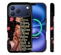 BFRKXOCK Case for iPhone 17 Pro 6.3", Shockproof 2-in-1 Double Protective Cover, Exquisite Design Anti Scratch Stylish for iPhone 17 Pro 2025, African American Women Queen Inspirational Quotes