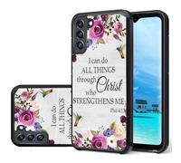 BFRKXOCK for Galaxy S22 Case with, Dual Layer Hybrid Hard PC & Soft Silicone Rugged Shockproof Protective Phone Case for Samsung Galaxy S22 5G 6.1 inch, Philippians 4-13 Christian