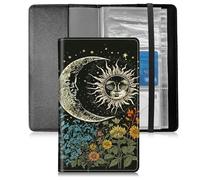BFSEROBJ Business Card Organizer for Men and Women,Credit Card Holder With Elastic Band Closure Design Portable Business Card Holder with 240 Card Slots for Managing Your Different Cards, Sun and Moon
