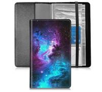 BFSEROBJ Business Card Organizer for Men and Women,Credit Card Holder With Elastic Band Closure Design Portable Business Card Holder with 240 Card Slots for Managing Your Different Cards, Blue Purple