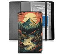 BFSEROBJ Business Card Organizer for Men and Women,Credit Card Holder With Elastic Band Closure Design Portable Business Card Holder with 240 Card Slots for Managing Your Different Cards, Mountain