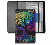 BFSEROBJ Business Card Organizer for Men and Women,Credit Card Holder With Elastic Band Closure Design Portable Business Card Holder with 240 Card Slots for Managing Your Different Cards, Tree Moon
