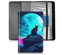 BFSEROBJ Business Card Organizer for Men and Women,Credit Card Holder With Elastic Band Closure Design Portable Business Card Holder with 240 Card Slots for Managing Your Different Cards, Moon and
