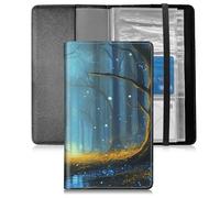 BFSEROBJ Business Card Organizer for Men and Women,Credit Card Holder With Elastic Band Closure Design Portable Business Card Holder with 240 Card Slots for Managing Your Different Cards, Forest