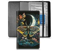 BFSEROBJ Business Card Organizer for Men and Women,Credit Card Holder With Elastic Band Closure Design Portable Business Card Holder with 240 Card Slots for Managing Your Different Cards, Moth Moon