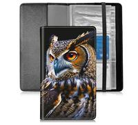BFSEROBJ Business Card Organizer for Men and Women,Credit Card Holder With Elastic Band Closure Design Portable Business Card Holder with 240 Card Slots for Managing Your Different Cards, Cute Owl