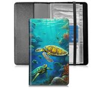 BFSEROBJ Business Card Organizer for Men and Women,Credit Card Holder With Elastic Band Closure Design Portable Business Card Holder with 240 Card Slots for Managing Your Different Cards, Sea Turtles