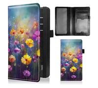 BFSEROBJ Checkbook Covers for Personal Checkbook Duplicate Checks RFID Blocking Checkbook Cover for Women Men with Elastic Strap Card Slots Pen Holder, Colorful Dandelions, 7.28 x 3.93 inch, Colorful