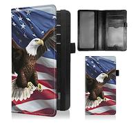 BFSEROBJ Checkbook Covers for Personal Checkbook Duplicate Checks RFID Blocking Checkbook Cover for Women Men with Elastic Strap Card Slots Pen Holder, American Flag Eagle, American Flag Eagle