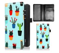 BFSEROBJ Checkbook Covers for Personal Checkbook Duplicate Checks RFID Blocking Checkbook Cover for Women and Men with Elastic Strap Card Slots Pen Holder, Green Cactus Plants, 7.28 x 3.93 inch, Green