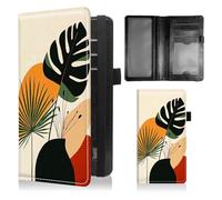 BFSEROBJ Checkbook Covers for Personal Checkbook Duplicate Checks RFID Blocking Checkbook Cover for Women and Men with Elastic Strap Card Slots Pen Holder, Green Leafs, 7.28 x 3.93 inch, Green Leafs