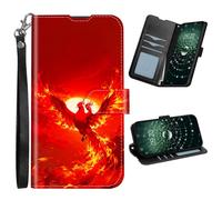BFSEROBJ for Samsung Galaxy S26 Plus Case Wallet Case 6.7 inch 2026 with 3 Card Slots Kickstand Shakeproof Soft TPU & PU Leather Magnetic Closure Flip Phone Cover - Red Phoenix Sunset