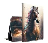 BFSEROBJ Galaxy Tab S7 FE/S8 Plus Case 12.4 inch Lightweight Smart Case PU Leather Adjustable Stand Protective Cover with Auto Wake/Sleep - Horse
