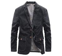 BFSGBFNTMD Jacket Men's Thin Section Young and Middle-Aged Handsome Slim Suit Spring and Autumn Denim Jacket Business Casual Black, XL