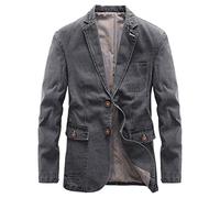 BFSGBFNTMD Jacket Men's Thin Section Young and Middle-Aged Handsome Slim Suit Spring and Autumn Denim Jacket Business Casual Grey, XL