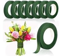 BFSYRR 8 Rolls Florist Tape, Floral Tape, Dark Green Tape for Flowers, Adhesive Florist Tape for Floral Crafts, Floristry Supplies Suitable for Floral Arranging Bouquet Wrap Wedding Bouquet