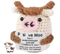 BFSYRR Crochet Moo Emotional Support Potato, Knitted Cow, Moo Plush With Encouraging Card, Crochet Animals, Cute Potato For Family Friends as Birthday Gifts