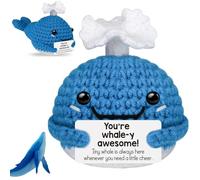 BFSYRR Emotional Support Crochet Whale, Crochet Kit Animals, Whale Plush With Encouraging Card, Emotional Support Gift, Potato Good Luck Gifts For Family Friends As Birthday Gifts