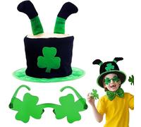 BFSYRR St. Patrick's Day Accessory Set: Hat & Glasses, Green, Unisex-Adults, St. Patrick's Day Celebrants