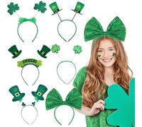 BFSYRR St Patricks Day Headband,St Patricks Day Accessories,6Pcs Hair Accessories Green Clover Hair Hoops,Leprechaun Irish Costume Accessories for 14+ Years Old