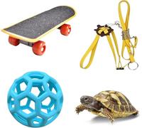 BFSYRR Tortoise Toys, Adjustable Leash and Skateboard, Tortoise Treat Ball, Turtle Parrot Training Skateboard Feeding Balls Vegetable Grass, Funny Playing Interaction Toys for Small Animals Pets