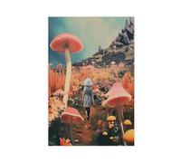 BFTIUTG A Retro Psychedelic Mushroom Forest Stroll Canvas Poster Bedroom Decor Landscape Office Room Decor Gift 16x24inch(40x60cm)