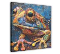 BFTIUTG Abstract Colourful Polka Dot Frog Art Canvas Poster Wall Art Decor Print Picture Paintings for Living Room Bedroom Decoration 20x20inch(50x50cm)