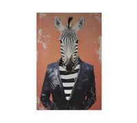 BFTIUTG Abstract Zebra Animal Portrait in Suit Canvas Poster Wall Art Decor Print Picture Paintings for Living Room Bedroom Decoration 24x36inch(60x90cm)