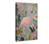 BFTIUTG Colorful Floral Jungle Tropical Pink Flamingo Print Canvas Poster Bedroom Decor Landscape Office Room Decor Gift 20x30inch(50x75cm)