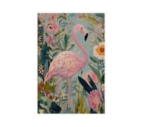 BFTIUTG Colorful Floral Jungle Tropical Pink Flamingo Print Canvas Poster Wall Art Decor Print Picture Paintings for Living Room Bedroom Decoration 08x12inch(20x30cm)