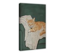 BFTIUTG Cozy Orange Tabby Cat Art Canvas Poster Wall Art Decor Print Picture Paintings for Living Room Bedroom Decoration 16x24inch(40x60cm)