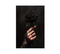 BFTIUTG Gothic Black Rose Oil Painting Canvas Poster Bedroom Decor Landscape Office Room Decor Gift 08x12inch(20x30cm)