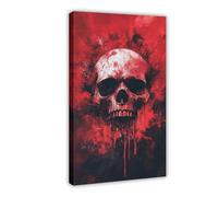 BFTIUTG Gothic Red Skull Oil Painting Art Canvas Poster Wall Art Decor Print Picture Paintings for Living Room Bedroom Decoration 24x36inch(60x90cm)