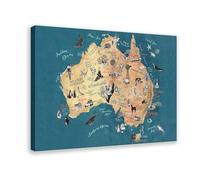 BFTIUTG Inland Road Trip Map of Australia Canvas Poster Bedroom Decor Landscape Office Room Decor Gift 12x18inch(30x45cm)