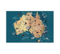 BFTIUTG Inland Road Trip Map of Australia Canvas Poster Bedroom Decor Landscape Office Room Decor Gift 16x24inch(40x60cm)