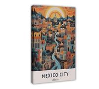 BFTIUTG Mexico City Travel Poster Canvas Poster Wall Art Decor Print Picture Paintings for Living Room Bedroom Decoration 24x36inch(60x90cm)