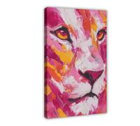 BFTIUTG Retro Abstract Colourful Lion Jungle Animal Oil Painting Canvas Poster Bedroom Decor Landscape Office Room Decor Gift 20x30inch(50x75cm)