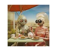 BFTIUTG Surreal Monsters And Women Having Afternoon Tea Canvas Poster Bedroom Decor Landscape Office Room Decor Gift 12x12inch(30x30cm)