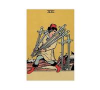 BFTIUTG Sword 7 - Tarot Card Art Poster Canvas Poster Bedroom Decor Landscape Office Room Decor Gift 16x24inch(40x60cm)