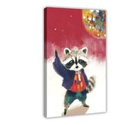 BFTIUTG The Lively Raccoon Wore Brightly Coloured Clothing. Canvas Poster Wall Art Decor Print Picture Paintings for Living Room Bedroom Decoration 20x30inch(50x75cm)