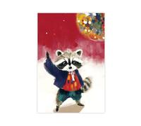 BFTIUTG The Lively Raccoon Wore Brightly Coloured Clothing. Canvas Poster Wall Art Decor Print Picture Paintings for Living Room Bedroom Decoration 08x12inch(20x30cm)