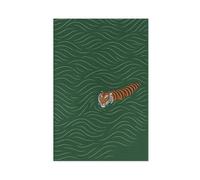BFTIUTG Tiger Swimming Print - Minimalist Japanese Wave Poster Canvas Poster Bedroom Decor Landscape Office Room Decor Gift 12x18inch(30x45cm)