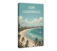 BFTIUTG Vintage Beach Travel Poster from Fort Lauderdale, Florida Canvas Poster Bedroom Decor Landscape Office Room Decor Gift 08x12inch(20x30cm)