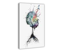 BFTIUTG Watercolor Brain Art - Abstract Human Brain Neurons Canvas Poster Wall Art Decor Print Picture Paintings for Living Room Bedroom Decoration 24x36inch(60x90cm)