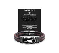Bfuebur Birthday Gift for Dad,Brown Braided Leather Bracelets for Men, Engraved Bracelets Father’s Day Gift for Dad, Infinity Knot Bracelet Men Jewelry 22cm/8.5inch