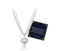 Bfuebur Layered Silver Heart Necklace Double Layer Silver Necklaces for Women Heart Pendant Necklace for Women Ladies Heart-shaped Necklace Gifts for Friends Sisters Girlfriend Wife Birthday