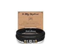 Bfuebur Leather Bracelet for Nephew, Engrave Magnetic Clasp Bracelet for Cousin Nephew Brother Grandson Son, Boy Jewelry Wristbands Birthday Gift for Teenage