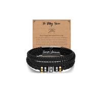 Bfuebur Leather Bracelet for Son, Engrave Magnetic Clasp Bracelet for Cousin Nephew Brother Grandson Son, Boy Jewelry Wristbands Birthday Gift for Teenage